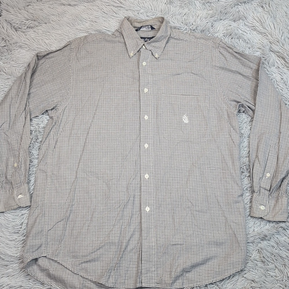 Vintage Nautica Shirt Mens M Multicolor Check Button Up Casual Pocket Comfort